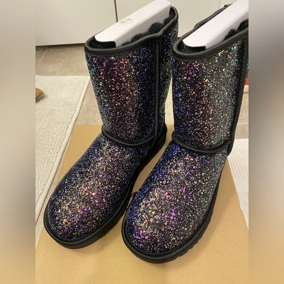 UGG | Shoes | Ugg Classic Short Cosmos Black Suede Sheepskin